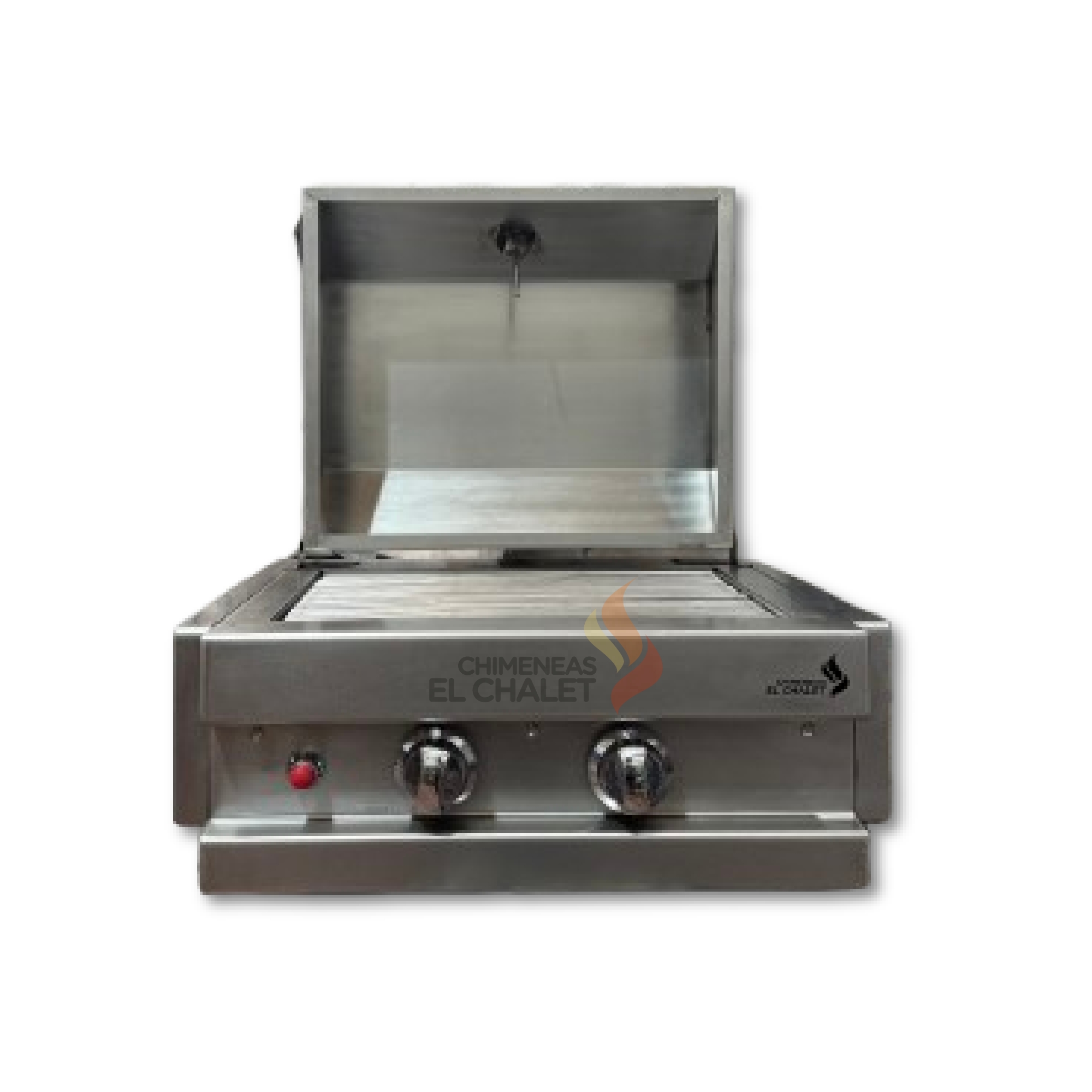 Plancha de gas de acero inoxidable para cocina.