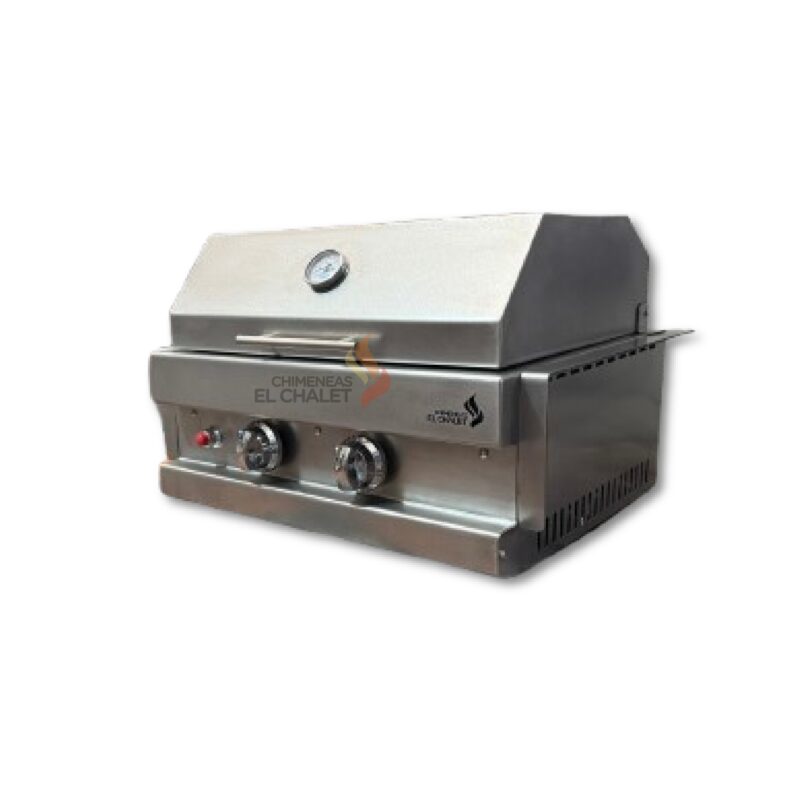 Barbacoa de gas moderna en acero inoxidable.