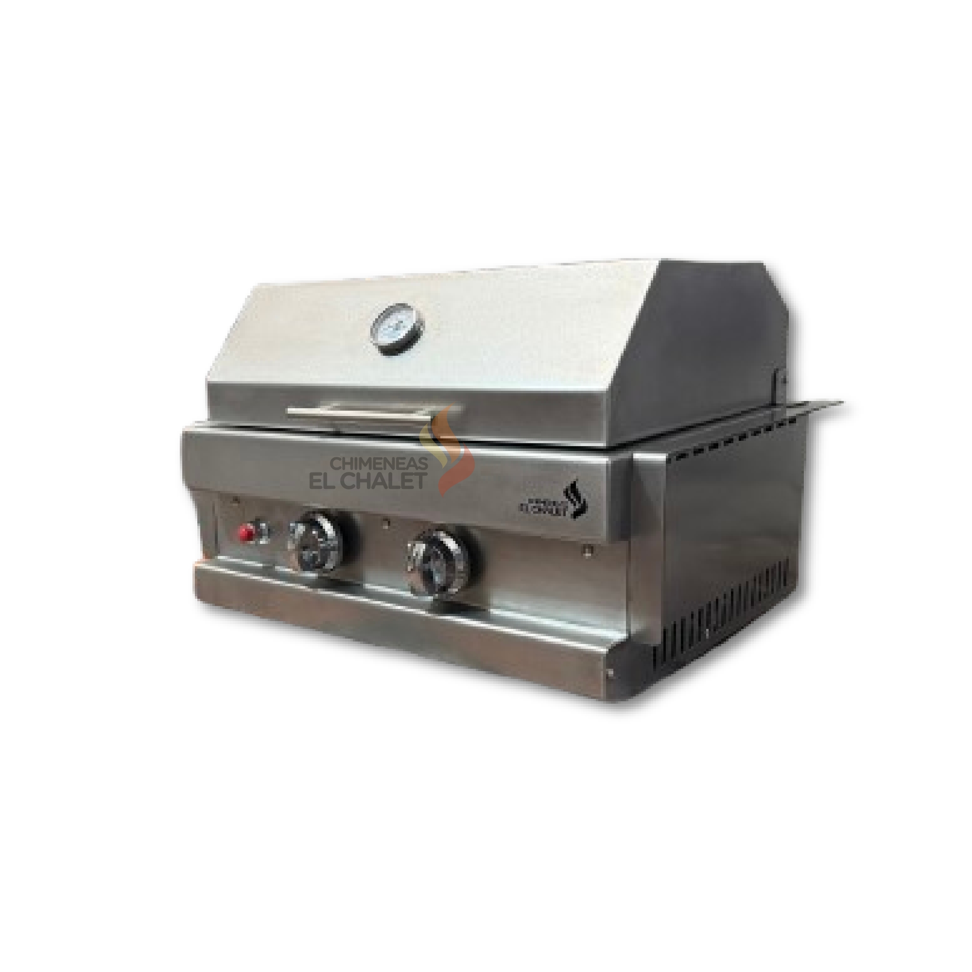 Barbacoa de gas moderna en acero inoxidable.
