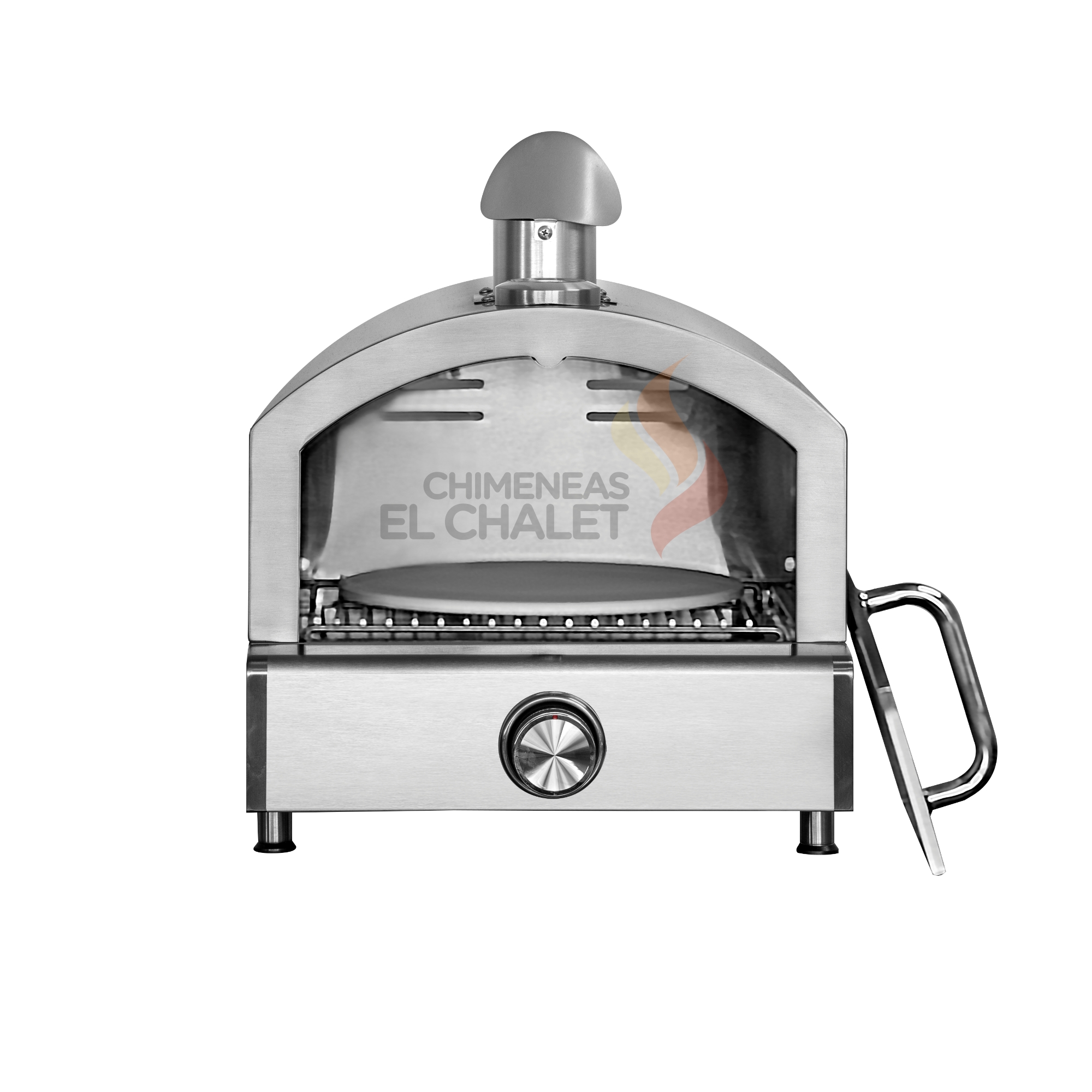 Horno de pizza industrial de acero inoxidable.