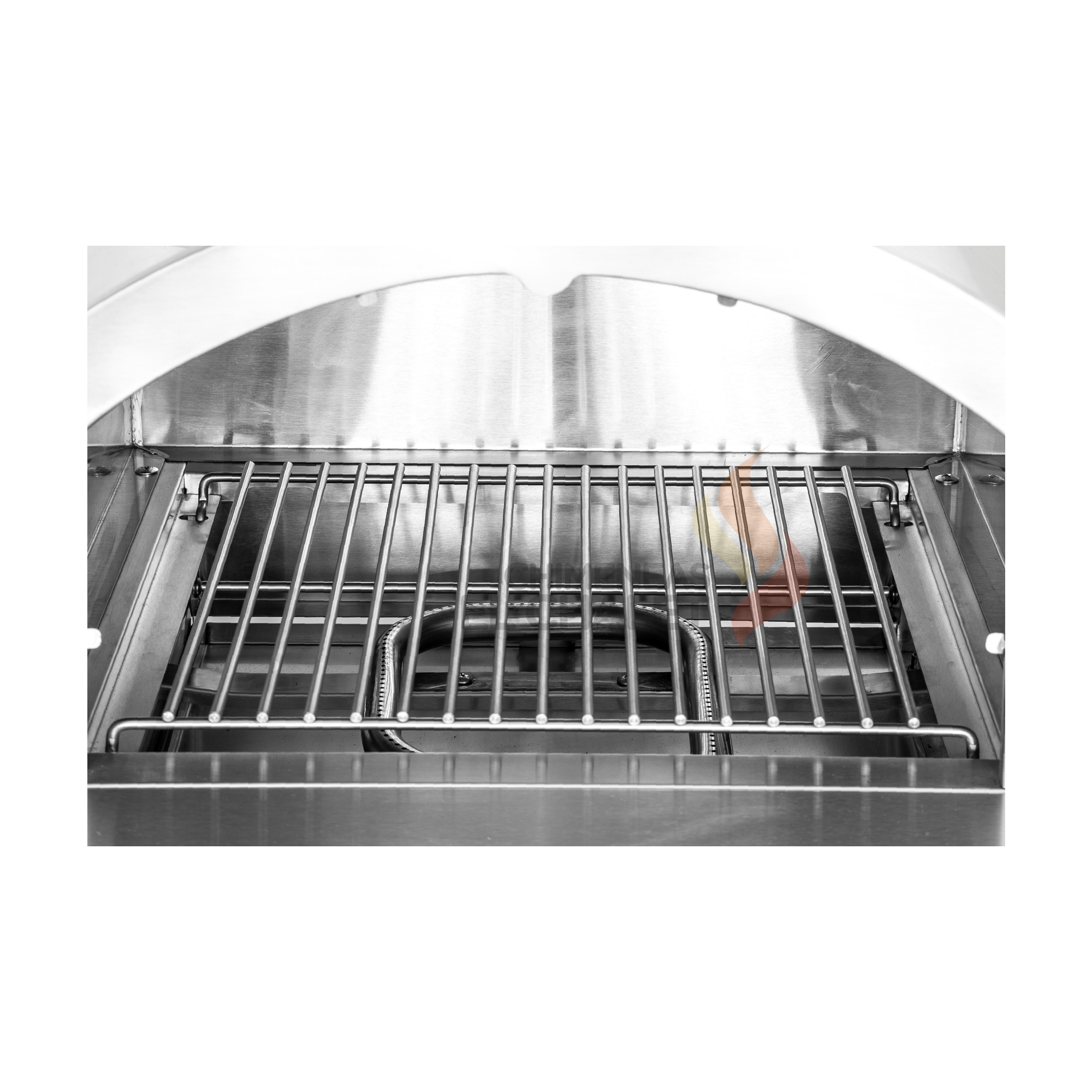 Interior de horno moderno en acero inoxidable.